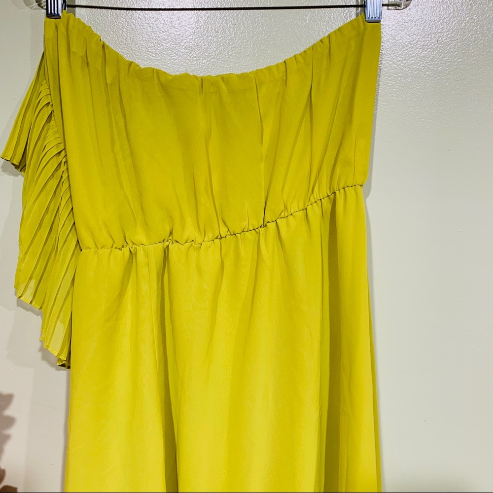 Bcbgeneration Ruffled Strapless Yellow Green - image 7